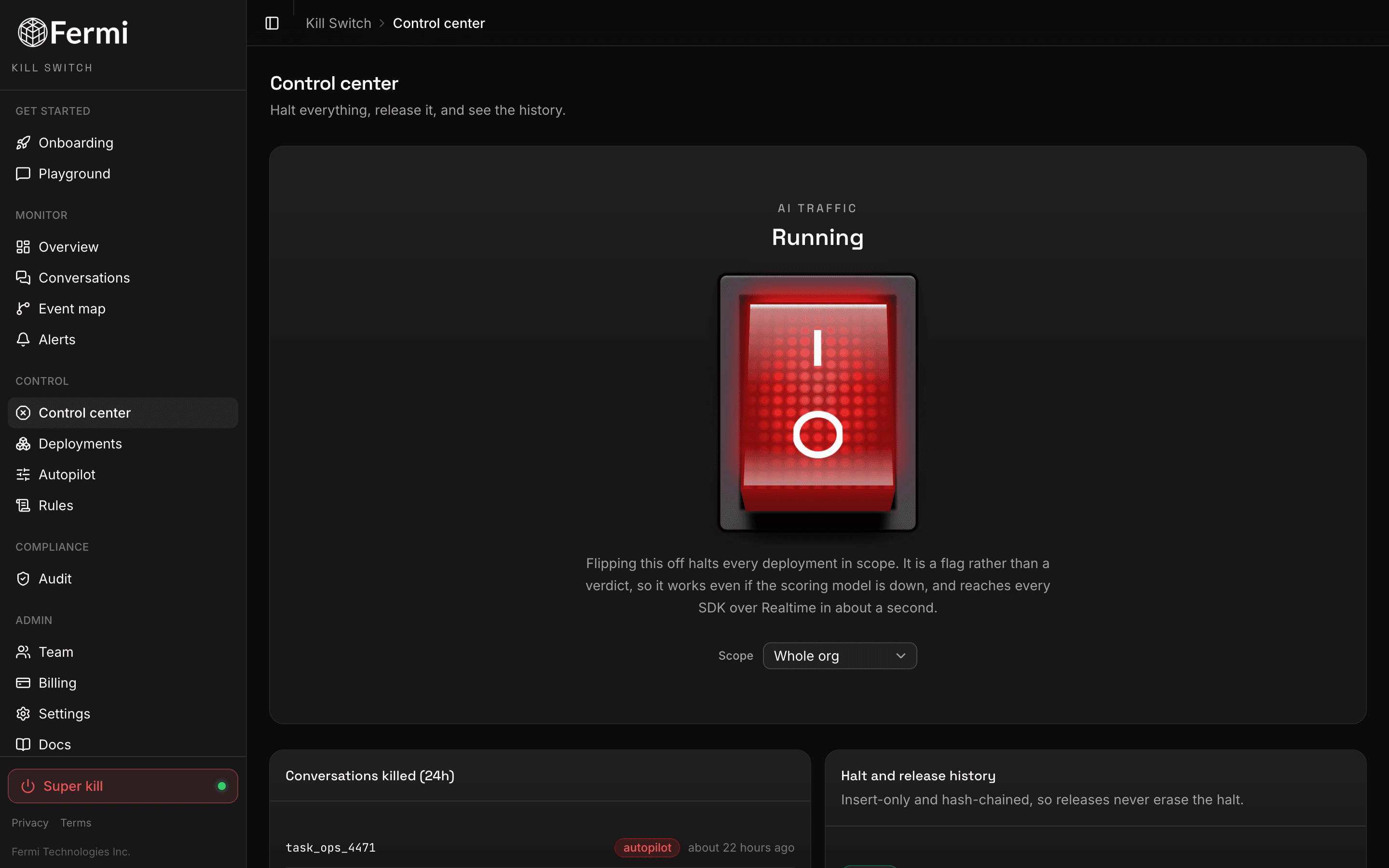 Kill Switch control center
